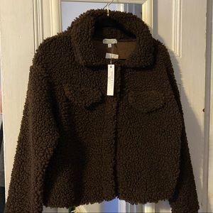 Warm and cozy teddy bear brown jacket size M